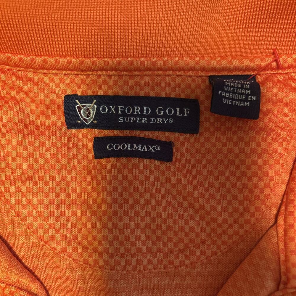 Oxford Golf Super Dry Coolmax Men L Orange Check Polo Shirt - Picture 2 of 4